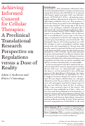 Cover page: Achieving Informed Consent for Cellular Therapies: A Preclinical Translational Research Perspective on Regulations versus a Dose of Reality.
