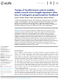 Cover page: Tuning of feedforward control enables stable muscle force-length dynamics after loss of autogenic proprioceptive feedback