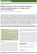 Cover page: Hedgerow presence does not enhance indicators of nest‐site habitat quality or nesting rates of ground‐nesting bees