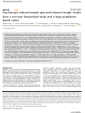 Cover page: Psychotropic-induced weight gain and telomere length: results from a one-year longitudinal study and a large population-based cohort.