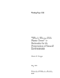 Cover page: "What's Wrong With Plastic Trees?" or Rationales for the Preservation of Natural Environments