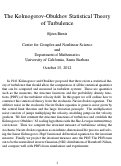 Cover page: The Kolmogorov-Obukhov Statistical Theory of Turbulence