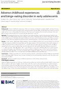 Cover page: Adverse childhood experiences and binge-eating disorder in early adolescents