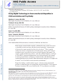 Cover page: Using Digital Technology to Overcome Racial Disparities in Child and Adolescent Psychiatry.