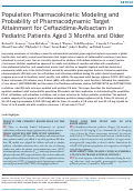 Cover page: Population Pharmacokinetic Modeling and Probability of Pharmacodynamic Target Attainment for Ceftazidime‐Avibactam in Pediatric Patients Aged 3 Months and Older