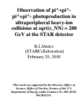 Cover page: Observation of pi+pi-pi+pi- photoproduction in ultraperipheral heavy-ion collisions at sqrt sNN = 200 GeV at the STAR detector