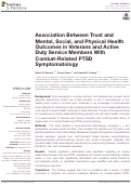 Cover page: Association Between Trust and Mental, Social, and Physical Health Outcomes in Veterans and Active Duty Service Members With Combat-Related PTSD Symptomatology