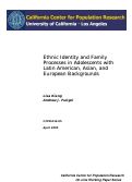 Cover page: Ethnic Identity and Family Processes in Adolescents with Latin American, Asian, and European Backgrounds