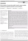 Cover page: Meta‐analysis of massively parallel reporter assays enables prediction of regulatory function across cell types