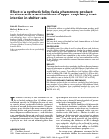 Cover page: Effect of a synthetic feline facial pheromone product on stress scores and incidence of upper respiratory tract infection in shelter cats.