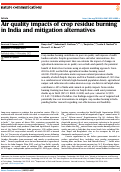 Cover page: Air quality impacts of crop residue burning in India and mitigation alternatives