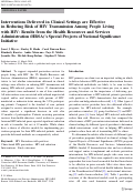 Cover page: Interventions Delivered in Clinical Settings are Effective in Reducing Risk of HIV Transmission Among People Living with HIV: Results from the Health Resources and Services Administration (HRSA)’s Special Projects of National Significance Initiative