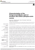 Cover page: Characterization of the Temporomandibular Joint of Southern Sea Otters (Enhydra lutris nereis)