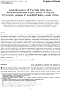 Cover page: Acute biomarkers of traumatic brain injury: relationship between plasma levels of ubiquitin C-terminal hydrolase-L1 and glial fibrillary acidic protein.