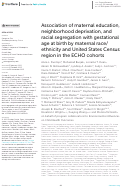 Cover page: Association of maternal education, neighborhood deprivation, and racial segregation with gestational age at birth by maternal race/ethnicity and United States Census region in the ECHO cohorts