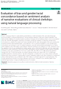 Cover page of Evaluation of bias and gender/racial concordance based on sentiment analysis of narrative evaluations of clinical clerkships using natural language processing