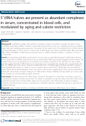 Cover page: 5¿ tRNA halves are present as abundant complexes in serum, concentrated in blood cells, and modulated by aging and calorie restriction