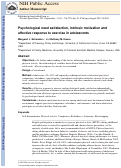 Cover page: Psychological need satisfaction, intrinsic motivation and affective response to exercise in adolescents