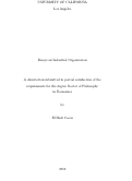 Cover page: Essays on Industrial Organization