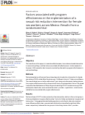 Cover page: Factors associated with program effectiveness in the implementation of a sexual risk reduction intervention for female sex workers across Mexico: Results from a randomized trial