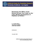 Cover page: Examining the Effect of the Earned Income Tax Credit on the Labor Market Participation of Families on Welfare