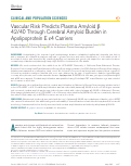 Cover page: Vascular Risk Predicts Plasma Amyloid β 42/40 Through Cerebral Amyloid Burden in Apolipoprotein E ε4 Carriers