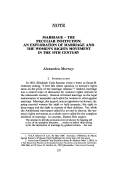 Cover page: Marriage - The Peculiar Institution: An Exploration of Marriage and the Women's Rights Movement in the 19th Century