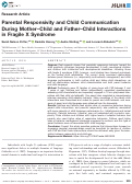 Cover page: Parental Responsivity and Child Communication During Mother-Child and Father-Child Interactions in Fragile X Syndrome.