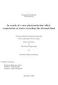 Cover page: In search of a new photomolecular effect: evaporation of water exceeding the thermal limit