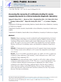 Cover page: Assessing the necessity of confirmatory testing for exome-sequencing results in a clinical molecular diagnostic laboratory.