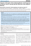 Cover page: Vitamin D Receptor Gene Polymorphisms and Prognosis of Breast Cancer among African-American and Hispanic Women