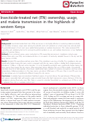 Cover page: Insecticide-treated net (ITN) ownership, usage, and malaria transmission in the highlands of western Kenya