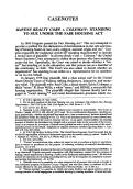 Cover page: <em>Havens Realty Corp. v. Coleman</em>: Standing to Sue under the Fair Housing Act