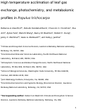 Cover page: High Temperature Acclimation of Leaf Gas Exchange, Photochemistry, and Metabolomic Profiles in Populus trichocarpa