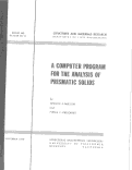 Cover page: A Computer Program for the Analysis of Prismatic Solids