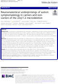 Cover page: Neuroanatomical underpinnings of autism symptomatology in carriers and non-carriers of the 22q11.2 microdeletion.