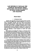 Cover page: Law Reform in Vietnam: The Complex Transition from Socialism and Soviet Models in Legal Scholarship and Training