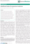 Cover page: Likelihood ratios for genome medicine