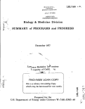 Cover page: BIOLOGY &amp; MEDICINE DIVISION. SUMMARY OF PROGRAMS AND PROGRESS