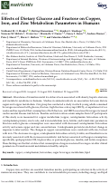 Cover page: Effects of Dietary Glucose and Fructose on Copper, Iron, and Zinc Metabolism Parameters in Humans
