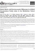 Cover page: Racial, Ethnic, and Socioeconomic Differences in a Deficit Accumulation Frailty Index in the Multiethnic Cohort Study.