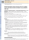 Cover page: Relationship between obesity and pulse pressure in children: results of the National Health and Nutrition Survey (NHANES) 1988–1994