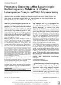 Cover page: Pregnancy Outcomes After Laparoscopic Radiofrequency Ablation of Uterine Leiomyomas Compared With Myomectomy.