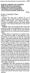 Cover page: Robotic-Assisted Low Anterior Resection With Transanal Extraction: Single Stapling Technique And Fluorescence Evaluation Of Bowel Perfusion.