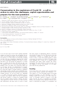 Cover page: Conservation in the maelstrom of Covid‐19 – a call to action to solve the challenges, exploit opportunities and prepare for the next pandemic