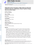 Cover page: Relapse/Recurrence Prevention in Major Depressive Disorder: 26-Month Follow-Up of Mindfulness-Based Cognitive Therapy Versus an Active Control