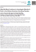 Cover page: Why We Must Continue to Investigate Menthol's Role in the African American Smoking Paradox.