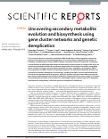 Cover page: Uncovering secondary metabolite evolution and biosynthesis using gene cluster networks and genetic dereplication