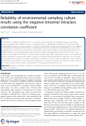 Cover page: Reliability of environmental sampling culture results using the negative binomial intraclass correlation coefficient