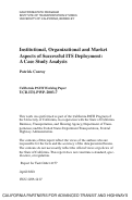 Cover page: Institutional, Organizational and Market Aspects of Successful ITS Deployment: A Case Study Analysis